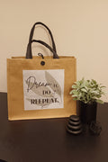 Tasche Leinen „Dream it. Do it. Repeat." mit Kosmetiktasche im Set