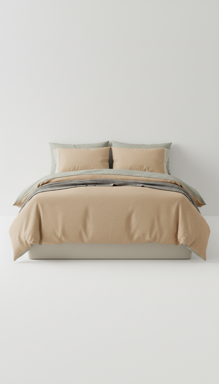 Bettwäsche-Set aus Sandstein-Beige Baumwolle