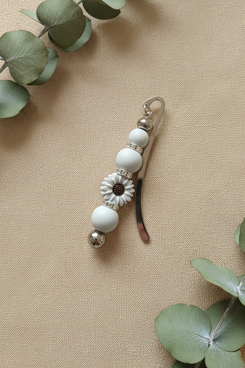 Lesezeichen " Blume grau"