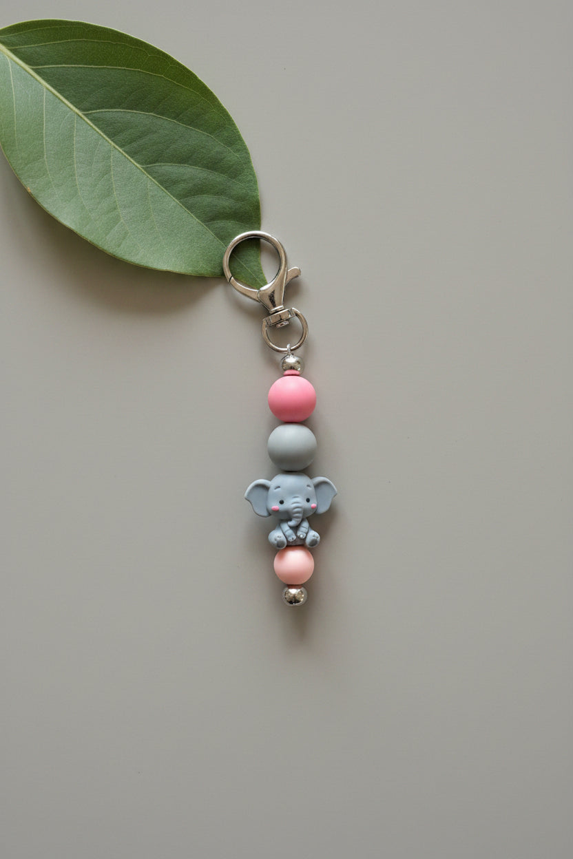 Anhänger "Elefant, rosa, grau"