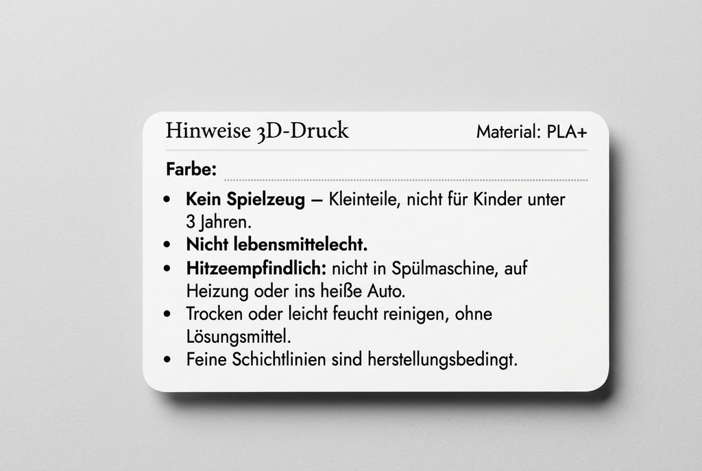 Produkthinweis-Karten – personalisiert
