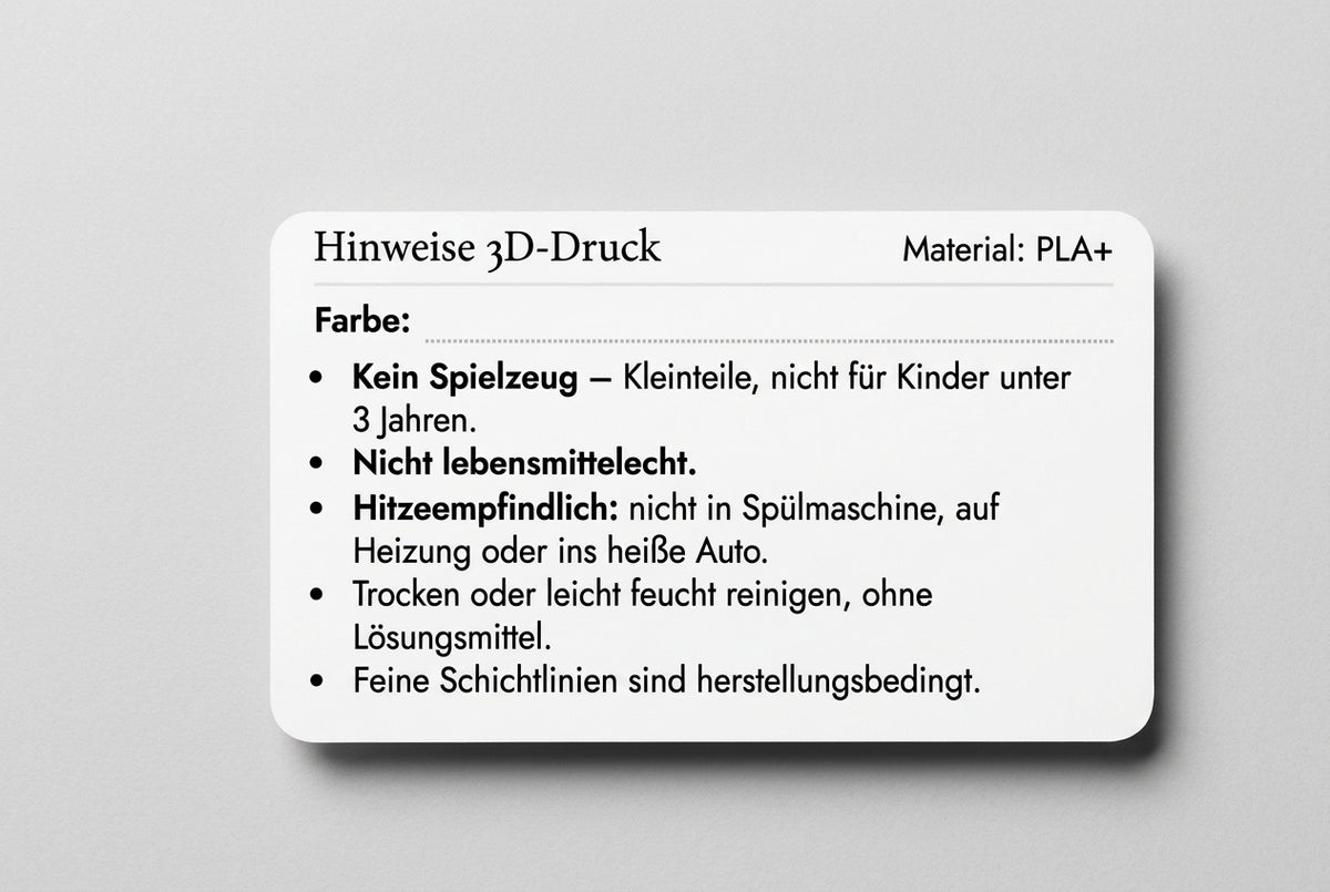 Produkthinweis-Karten – personalisiert