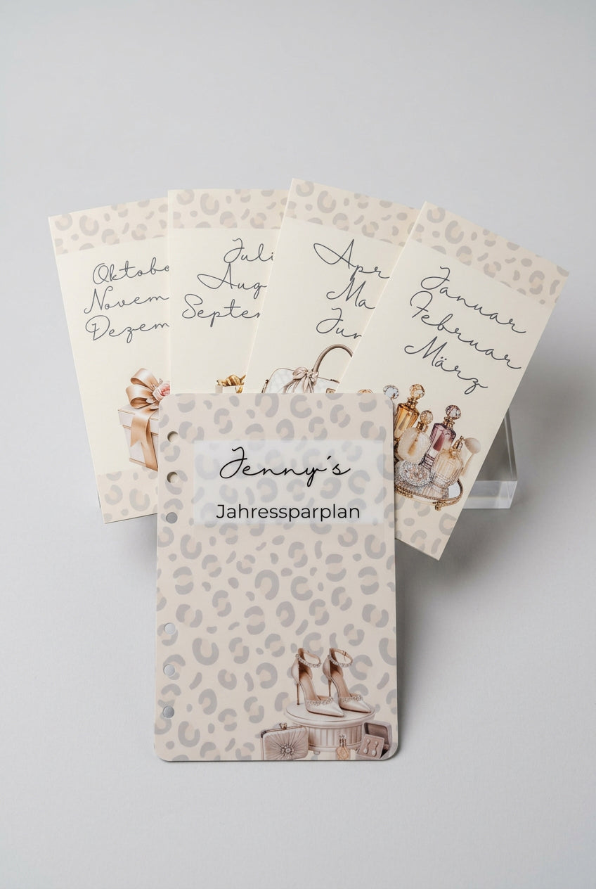 Jahreschallenge personalisiert – 4 Spar-Challenges mit persönlichem Deckblatt