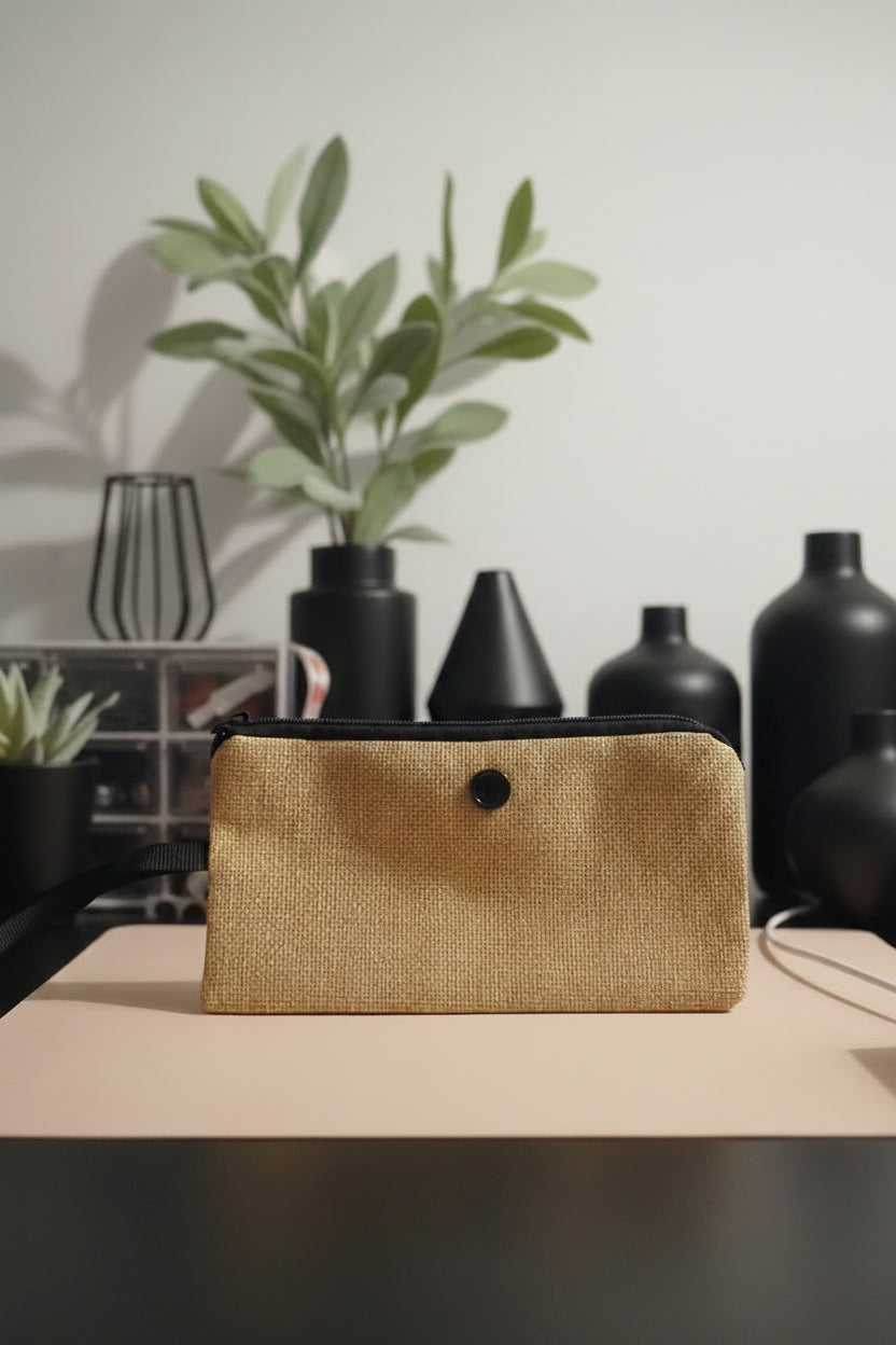 Tasche Leinen „Dream it. Do it. Repeat." mit Kosmetiktasche im Set