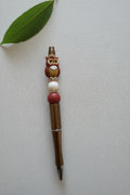 Perlenstift " Braun, Weiß + Eule"