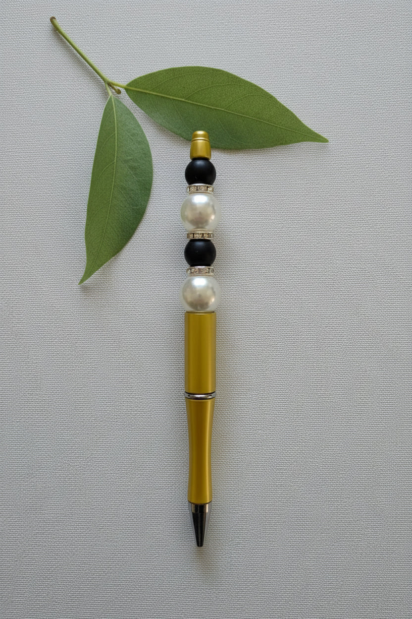 Perlenstift "Perlweiß, Schwarz, Gold"