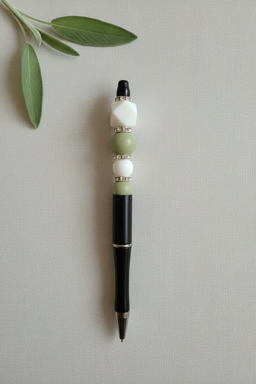 Perlenstift "Schwarz, Weiß, Salbei"