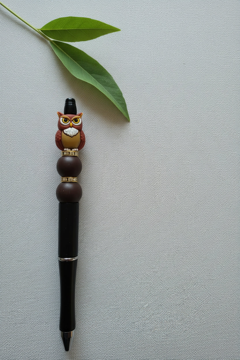 Perlenstift " Schwarz, Braun, Eule"