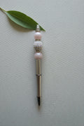 Perlenstift " Silber, Rosa Perl, Weiß Glitzer"