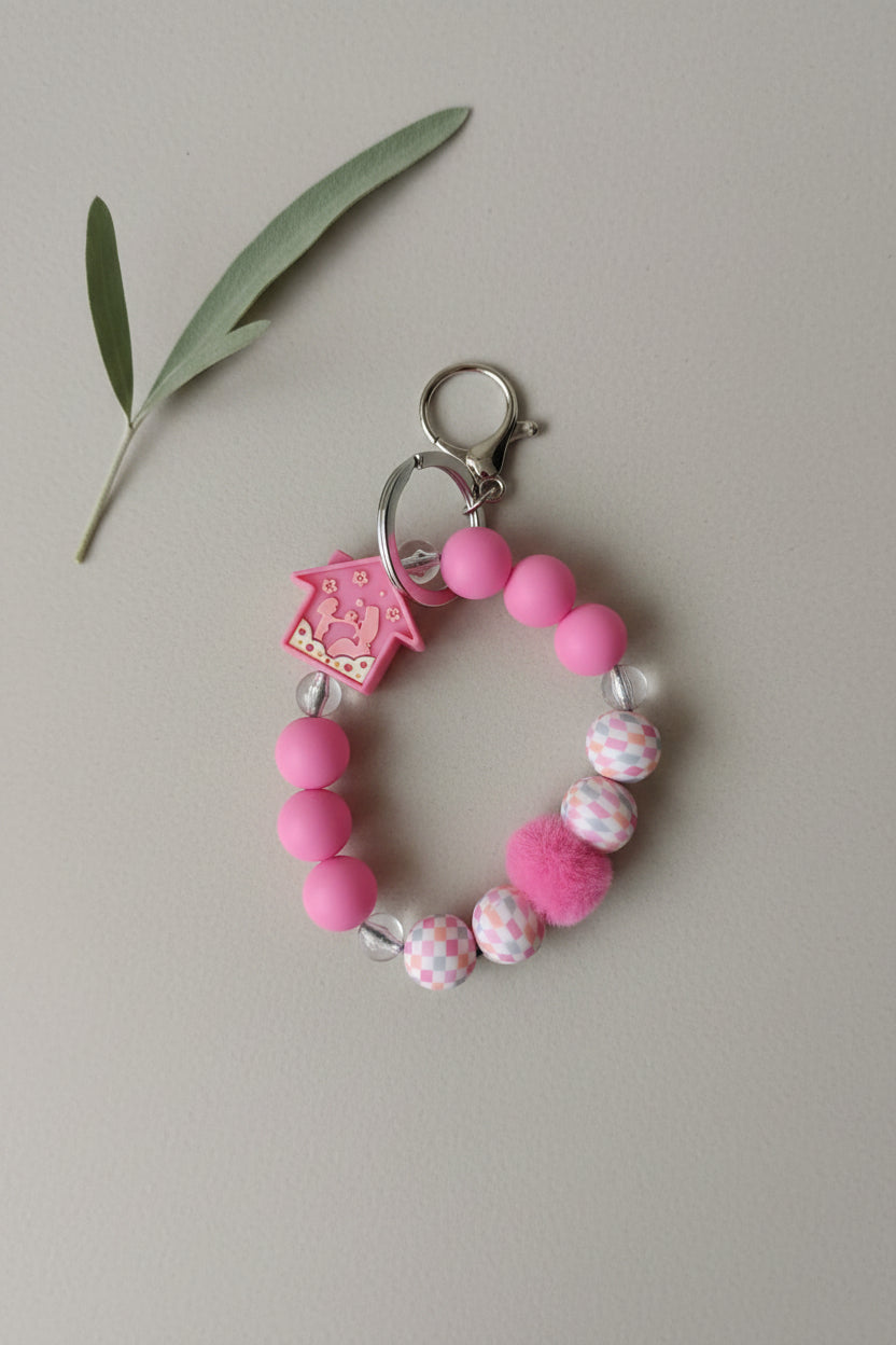 Anhänger "Pink, Haus, Puschel"