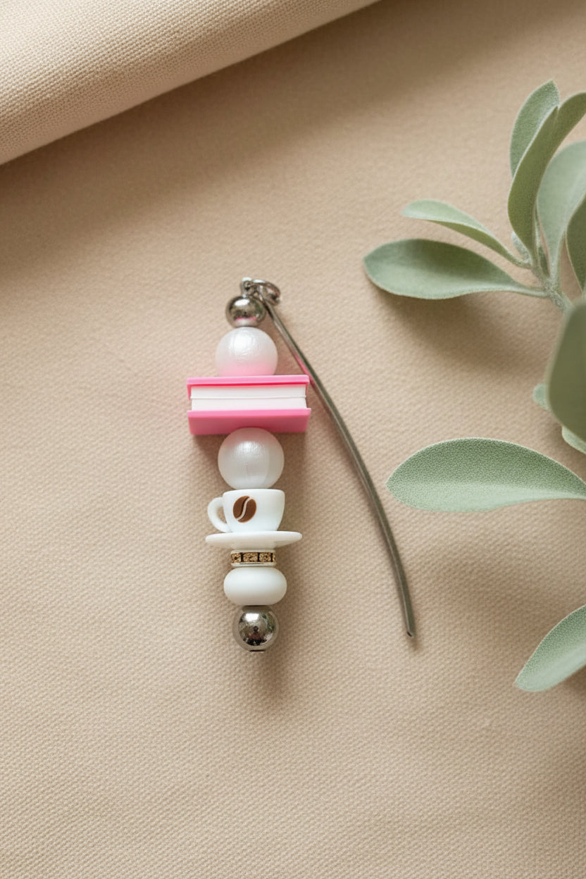 Lesezeichen "Pink Book & Coffee"