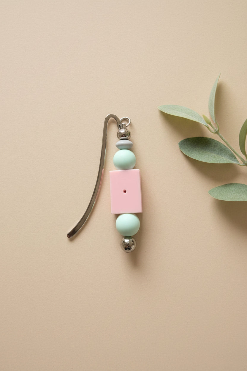 Lesezeichen "Rosa Buch & Mint"