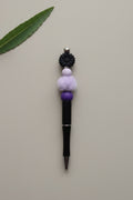 Perlenstift "Lila , Schwarze Blume, Puschel"