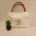 Tasche Weiß „Dream it. Do it. Repeat." mit Kunstleder-Henkeln